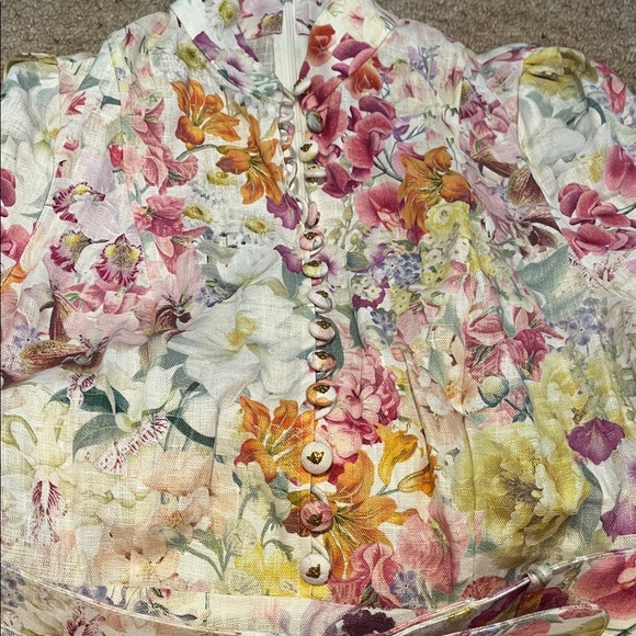 Zimmermann Natura Buttoned Mini Dress – Kaleidoscope Garden Floral – AU 1 / US 6 - Picture 7 of 9
